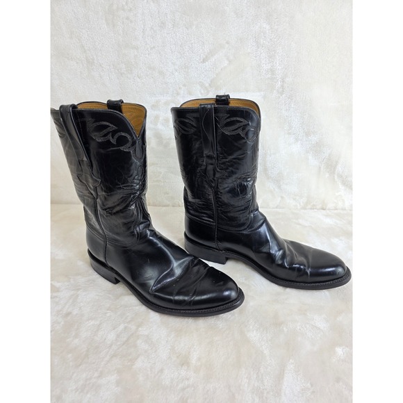 Lucchese Classics Black Goat Roper Leather Western Cowboy Boots L3518RR